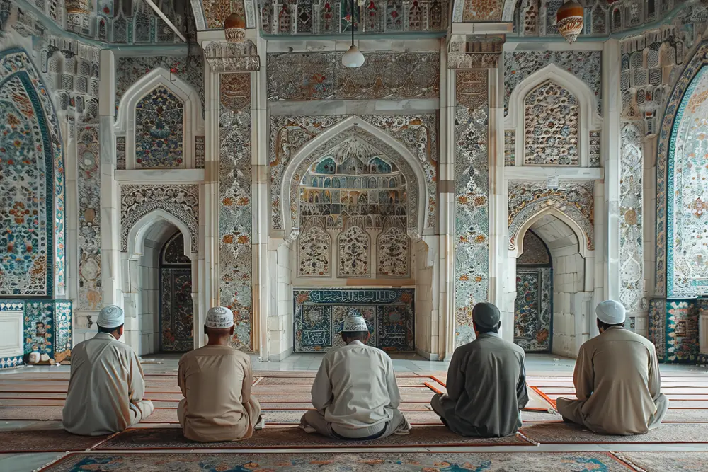 Worshippers inside the mosque